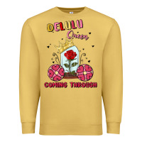 Antique Gold delulu queen coming through Premium Sweatshirt - MaliasSmallBusiness