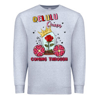 Heather Grey delulu queen coming through Premium Sweatshirt - MaliasSmallBusiness
