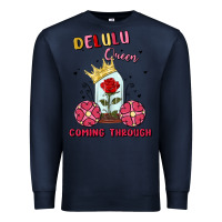Navy delulu queen coming through Premium Sweatshirt - MaliasSmallBusiness