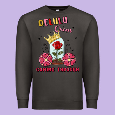 Delulu Queen Coming Through Premium Sweatshirt Designed By Maliassmallbusiness