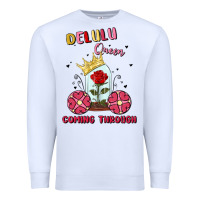 White delulu queen coming through Premium Sweatshirt - MaliasSmallBusiness