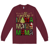 Burgundy jolly mama mama mama Long Sleeve Tee - FaDigitalArtStudio