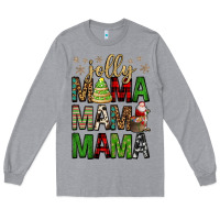Heather Grey jolly mama mama mama Long Sleeve Tee - FaDigitalArtStudio
