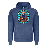 Vintage Denim Gemstone Lady Of Guadalupe Vintage Hoodie - RanaPortraitStore