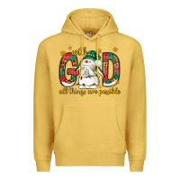 Antique Gold With God all things are possible with snowman Premium Hoodie - NancyCooperArtShop