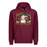 Burgundy With God all things are possible with snowman Premium Hoodie - NancyCooperArtShop
