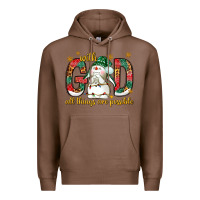 Chestnut With God all things are possible with snowman Premium Hoodie - NancyCooperArtShop