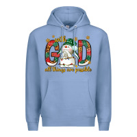 Colony Blue With God all things are possible with snowman Premium Hoodie - NancyCooperArtShop