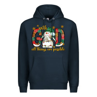 Navy With God all things are possible with snowman Premium Hoodie - NancyCooperArtShop