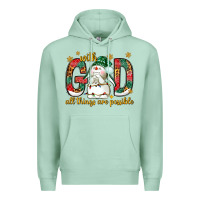 Seafoam With God all things are possible with snowman Premium Hoodie - NancyCooperArtShop