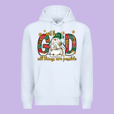 With God All Things Are Possible With Snowman Premium Hoodie Designed By Nancycooperartshop