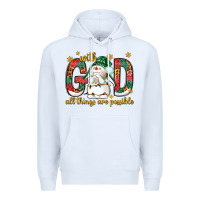 White With God all things are possible with snowman Premium Hoodie - NancyCooperArtShop