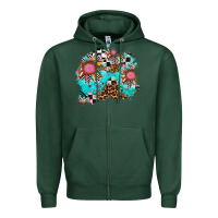 Sports Green race sunflower patches Zipper Hoodie - AdoDesignShop