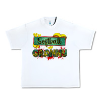 White softball granny with leopard Urban Heavy Tee - Zillion Design Studio