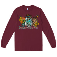 Burgundy happy easter egg western Long Sleeve Tee - RacoonDesign