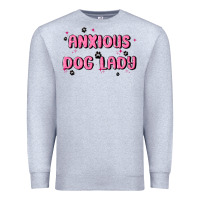Heather Grey anxious dog lady Premium Sweatshirt - MaliasSmallBusiness