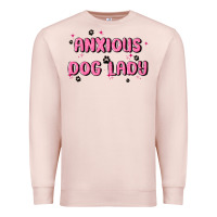 Pale Pink anxious dog lady Premium Sweatshirt - MaliasSmallBusiness