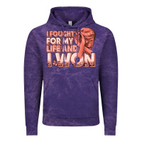 Cloud Purple i fought for my life and i won uterine cancer peac Vintage Hoodie - texasbilliewilder