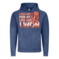 Vintage Denim i fought for my life and i won uterine cancer peac Vintage Hoodie - texasbilliewilder