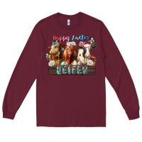 Burgundy happy easter heifer Long Sleeve Tee - RacoonDesign