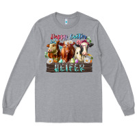 Heather Grey happy easter heifer Long Sleeve Tee - RacoonDesign