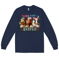 Navy happy easter heifer Long Sleeve Tee - RacoonDesign