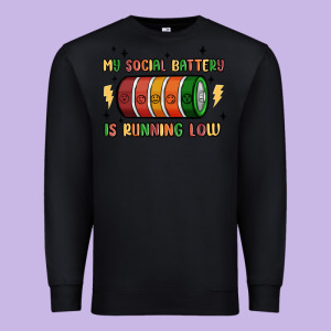 Social Battery Premium Sweatshirt Designed By Maliassmallbusiness