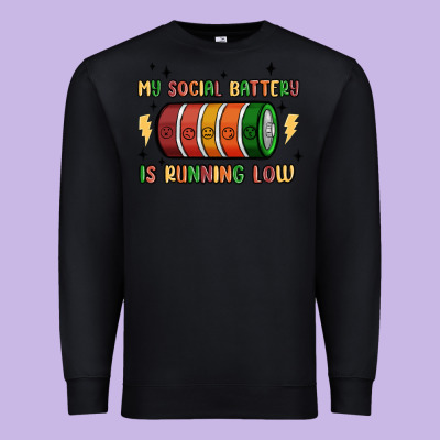 Social Battery Premium Sweatshirt Designed By Maliassmallbusiness