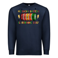 Navy social battery Premium Sweatshirt - MaliasSmallBusiness
