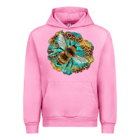 Fuchsia Pink leopard honeycomb with bee Urban Hoodie - Artiststas