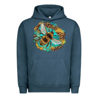 Pigment Midnight Navy leopard honeycomb with bee Urban Hoodie - Artiststas