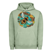 Pigment Oil Green leopard honeycomb with bee Urban Hoodie - Artiststas