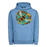 Pigment Pebble Blue leopard honeycomb with bee Urban Hoodie - Artiststas