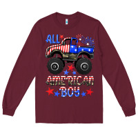 Burgundy all american boy Long Sleeve Tee - HRA Design Shop