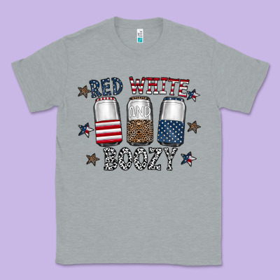 Red White Boozy Classic Tee Designed By Cowhidedigitalart