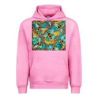 Fuchsia Pink honeycomb and bees with leopard Urban Hoodie - Artiststas