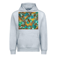 Heather Grey honeycomb and bees with leopard Urban Hoodie - Artiststas