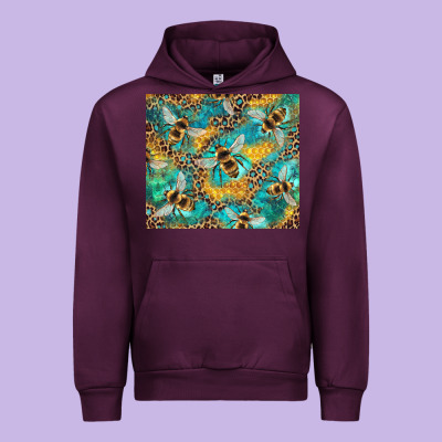 Honeycomb And Bees With Leopard Urban Hoodie Designed By Artiststas