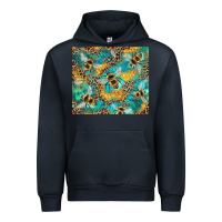 Navy honeycomb and bees with leopard Urban Hoodie - Artiststas