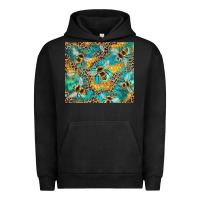 Pigment Black honeycomb and bees with leopard Urban Hoodie - Artiststas