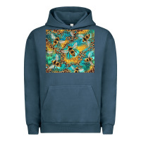 Pigment Midnight Navy honeycomb and bees with leopard Urban Hoodie - Artiststas