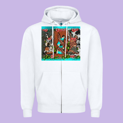 Easter Bunny's Leopard Cowhide Cactus Zipper Hoodie Designed By Jahusdesignshop
