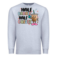 Heather Grey half baddie half coffee Premium Sweatshirt - MaliasSmallBusiness