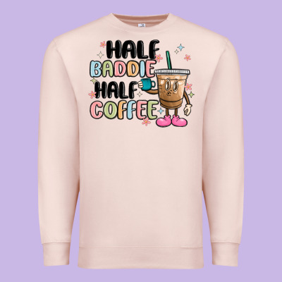 Half Baddie Half Coffee Premium Sweatshirt Designed By Maliassmallbusiness