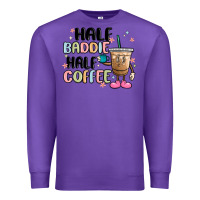 Purple half baddie half coffee Premium Sweatshirt - MaliasSmallBusiness