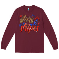 Burgundy stars and stripes Long Sleeve Tee - HRA Design Shop