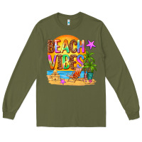Army Green beach vibes Long Sleeve Tee - AdoDesignShop