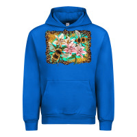 Cobalt bees and lilies with leopard Urban Hoodie - Artiststas