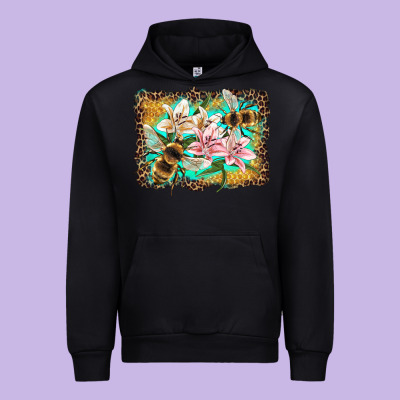 Bees And Lilies With Leopard Urban Hoodie Designed By Artiststas