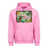 Fuchsia Pink bees and lilies with leopard Urban Hoodie - Artiststas